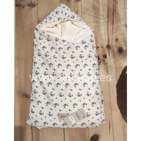 Saco Cuco Capucha Greta Interior Pelo Giraffa Bianca e Blu