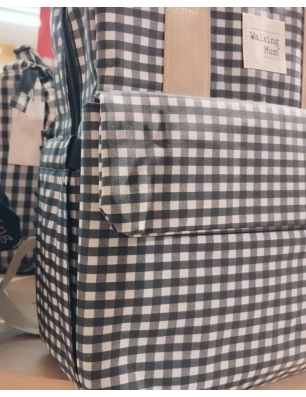 Mochila Maternal I Love Vichy de Walking Mum Negro