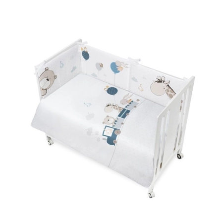 Funda Nórdica con Protector Cuna Jirafa Tren de Interbaby Petroleo