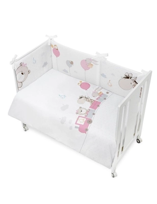 Funda Nórdica con Protector Cuna Jirafa Tren de Interbaby Rosa