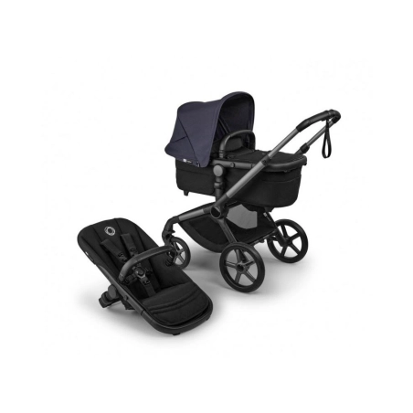 Cochecito 2 piezas Bugaboo Fox 5 Renew Grafito/Negro Clásico Capota Azul Indigo