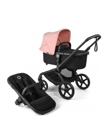 Cochecito 2 piezas Bugaboo Fox 5 Renew Negro/Negro Clásico Capota Rosa Amanecer