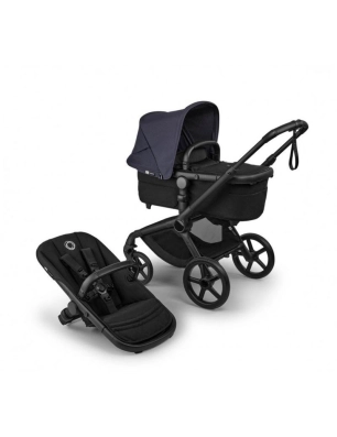 Cochecito 2 piezas Bugaboo Fox 5 Renew Negro/Negro Clásico Capota Azul Indigo