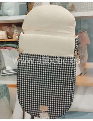 Saco Cuco Luigi Interior Bambula de Giraffa Bianca e Blu Negro