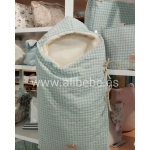 Saco Cuco Capucha Luigi Interior Bambula de Giraffa Bianca e Blu Aqua