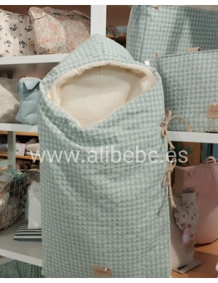 Saco Cuco Capucha Luigi Interior Bambula de Giraffa Bianca e Blu Aqua