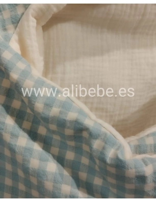 Saco Cuco Capucha Luigi Interior Bambula de Giraffa Bianca e Blu Aqua