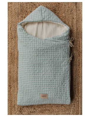 Saco Cuco Capucha Luigi Interior Bambula de Giraffa Bianca e Blu Aqua
