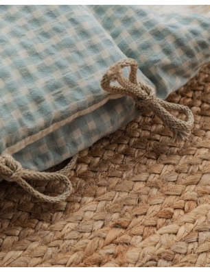 Saco Cuco Capucha Luigi Interior Bambula de Giraffa Bianca e Blu Aqua