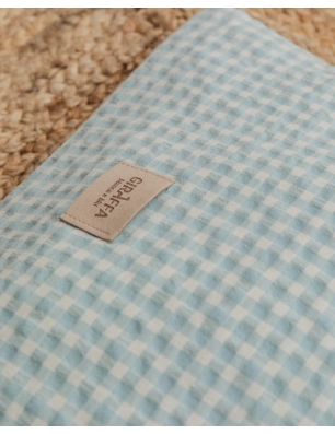 Saco Cuco Capucha Luigi Interior Bambula de Giraffa Bianca e Blu Aqua