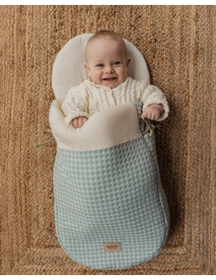 Saco Cuco Luigi Interior Bambula de Giraffa Bianca e Blu Aqua