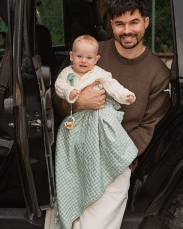 Toquilla Luigi Interior Bambula de Giraffa Bianca e Blu Aqua