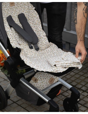 Colchoneta Recta con Volante Rosela de Giraffa Bianca e Blu