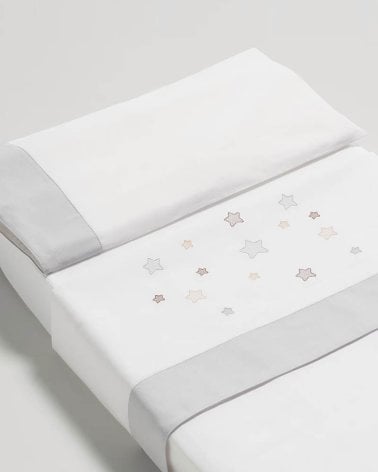 Juego de Sábanas para Minicuna de Cotinfant Star Gris