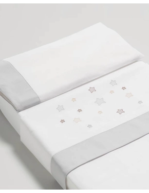 Juego de Sábanas para Minicuna de Cotinfant Star Gris