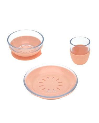 Vajilla Cristal y Silicona de Lässig Apricot