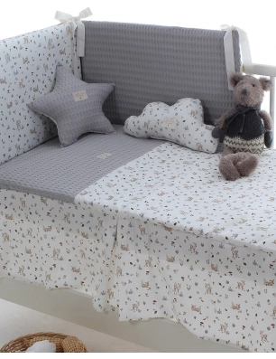 Colcha y Protector de Maxicuna Bambi de Uzturre Gris