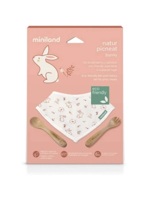 Set de Bandana y cubiertos eco-friendly de Miniland Bunny