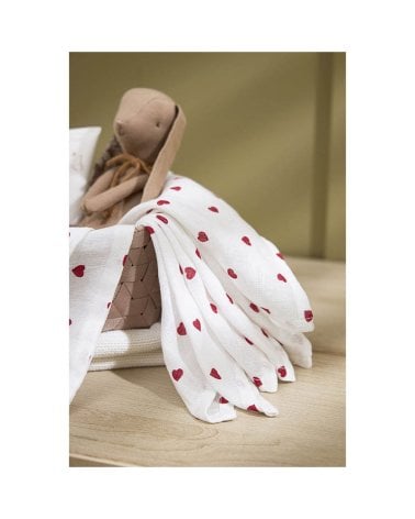 Pack 2 Muselinas Grandes de Meyco Baby Heart Red