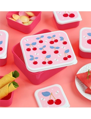 Pack 4 Cajas Snack con tapa de A Little Lovely Company Cerezas