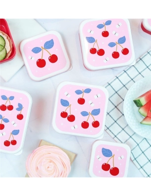 Pack 4 Cajas Snack con tapa de A Little Lovely Company Cerezas