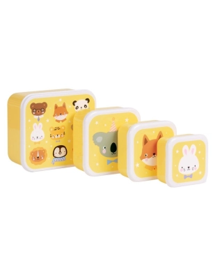 Pack 4 Cajas Snack con tapa de A Little Lovely Company Animales