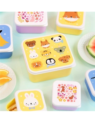 Pack 4 Cajas Snack con tapa de A Little Lovely Company Animales