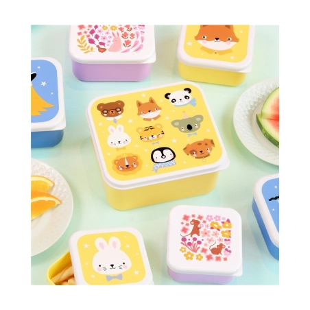 Pack 4 Cajas Snack con tapa de A Little Lovely Company Animales