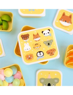 Pack 4 Cajas Snack con tapa de A Little Lovely Company Animales