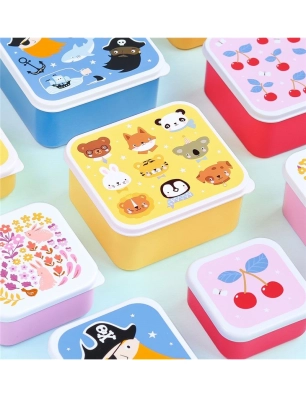 Pack 4 Cajas Snack con tapa de A Little Lovely Company Animales