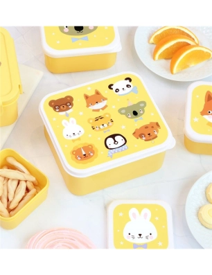 Pack 4 Cajas Snack con tapa de A Little Lovely Company Animales