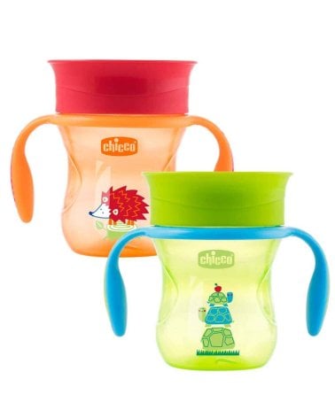Vaso evolutivo Perfect 360º 200ml de Chicco Verde / Naranja