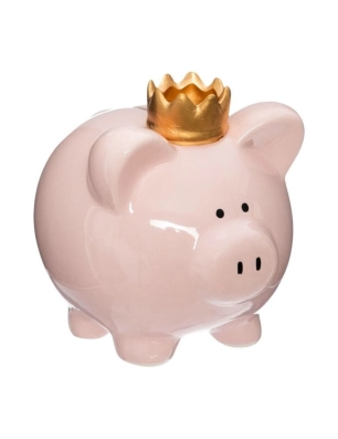 Hucha Cerdito con Corona de Atmosphera Rosa