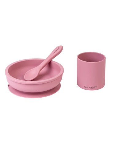Vajilla Infantil con Ventosa de Saro Rosa