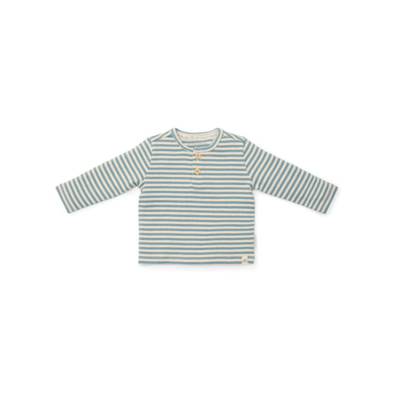 Camiseta Manga Larga Rayas Azul De Little Dutch