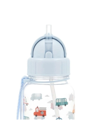 Botella de Plástico con Pajita City Cars de Tutete