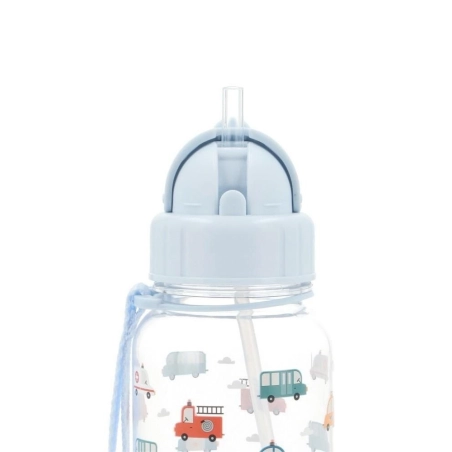 Botella de Plástico con Pajita City Cars de Tutete