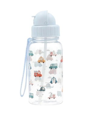 Botella de Plástico con Pajita City Cars de Tutete