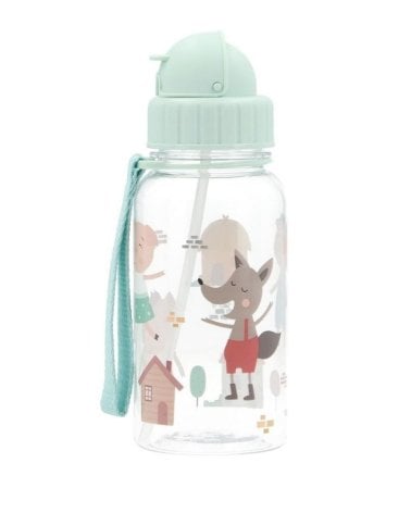 Botella Plástico con Pajita The Three Little Pigs de Tutete