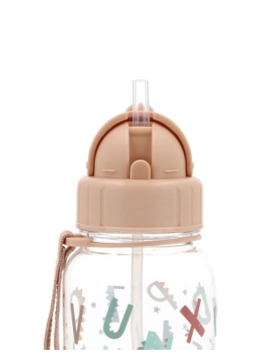 Botella de Plástico con Pajita Funny Letters de Tutete