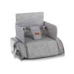 Trona de Viaje Avant de Jané U05 Dim Grey desplegada con arnés de seguridad y detalles de estampado estelar