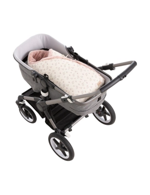 Carrito con Saco Capazo Cruzado Reversible Garden de Norababybags Rosa