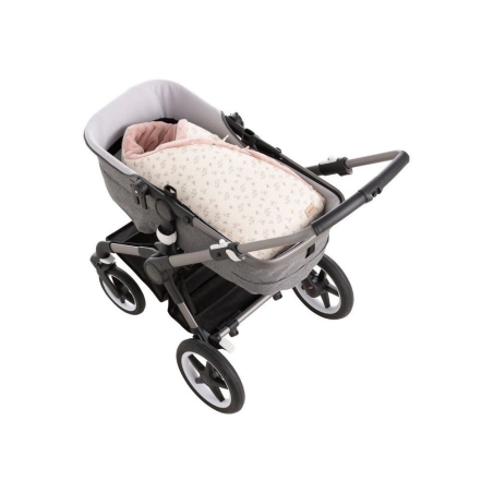Carrito con Saco Capazo Cruzado Reversible Garden de Norababybags Rosa