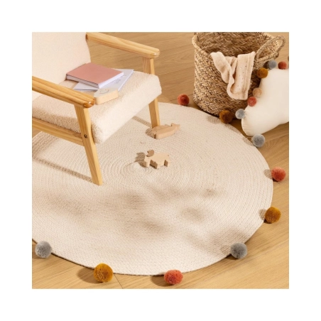 Alfombra Redonda Pompones de Atmosphera