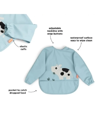 Babero con Mangas y Bolsillo Tiny Farm de Done by Deer Azul