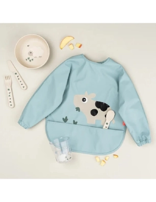 Babero con Mangas y Bolsillo Tiny Farm de Done by Deer Azul