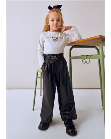 Pantalon Largo Pu Wide Leg De Mayoral