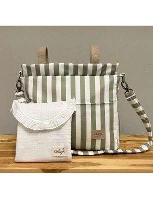 Bolsa Panera Walk Giorgia de Giraffa Bianca e Blu Verde