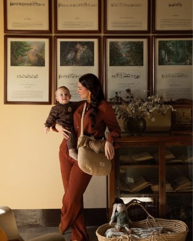 Bolsa Sweet Crepe de Giraffa Bianca e Blu Camel