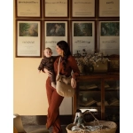 Bolsa Sweet Crepe de Giraffa Bianca e Blu Camel